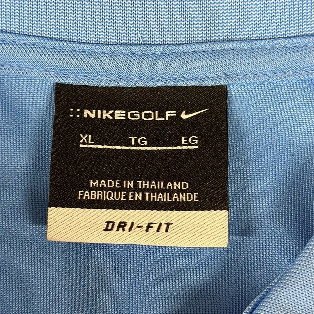 Nike Golf Dri Fit Performance Solid Carolina Blue White Men's Polo Shirt Size XL